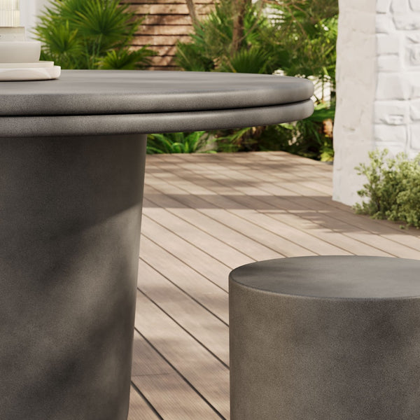 Modway Furniture Brion Indoor-Outdoor Concrete 5-Piece Dining Set – Modern, Durable, Multi-Functional for Any Space Gray EEI-7172-GRY