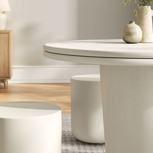 Modway Furniture Brion Indoor-Outdoor Concrete 5-Piece Dining Set – Modern, Durable, Multi-Functional for Any Space White EEI-7172-WHI