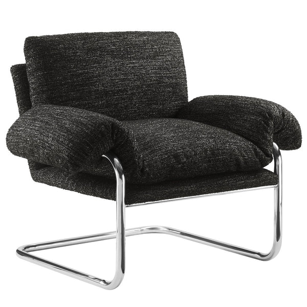 Modway Furniture Ansel Boucle Fabric Accent Chair - Stylish Mid-Century Modern Comfort for Living Rooms & More Charcoal EEI-7180-CHA
