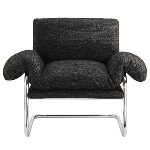 Modway Furniture Ansel Boucle Fabric Accent Chair - Stylish Mid-Century Modern Comfort for Living Rooms & More Charcoal EEI-7180-CHA