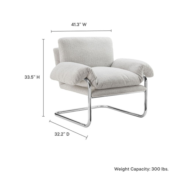 Modway Furniture Ansel Boucle Fabric Accent Chair - Stylish Mid-Century Modern Comfort for Living Rooms & More Newsprint EEI-7180-NPT