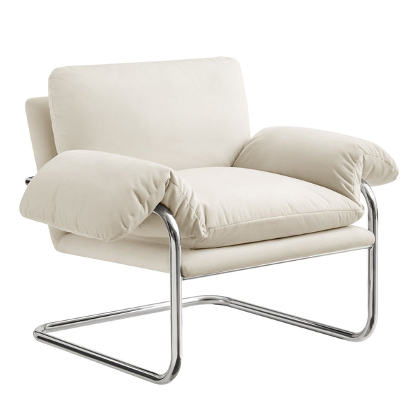 Modway Furniture Ansel Performance Velvet Lounge Chair with Polished Steel Cantilever Frame EEI-7181-ALA