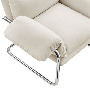 Modway Furniture Ansel Performance Velvet Lounge Chair with Polished Steel Cantilever Frame EEI-7181-ALA