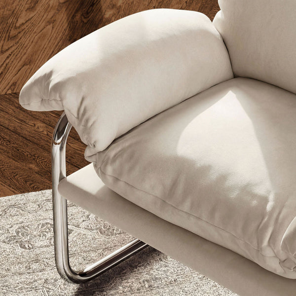 Modway Furniture Ansel Performance Velvet Lounge Chair with Polished Steel Cantilever Frame EEI-7181-ALA