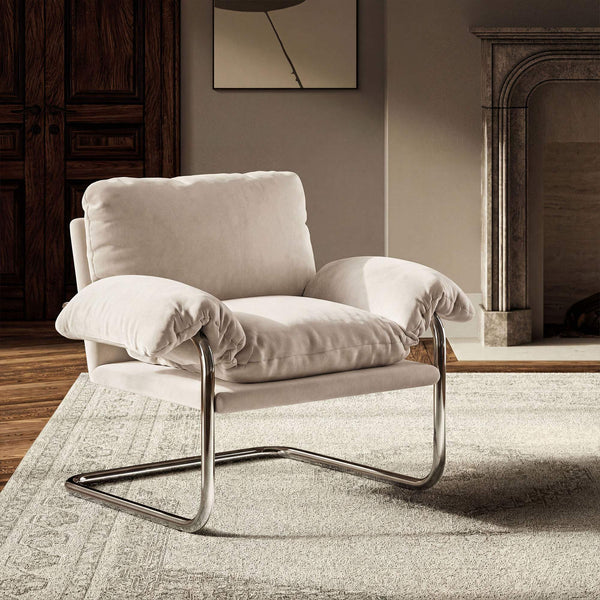 Modway Furniture Ansel Performance Velvet Lounge Chair with Polished Steel Cantilever Frame EEI-7181-ALA