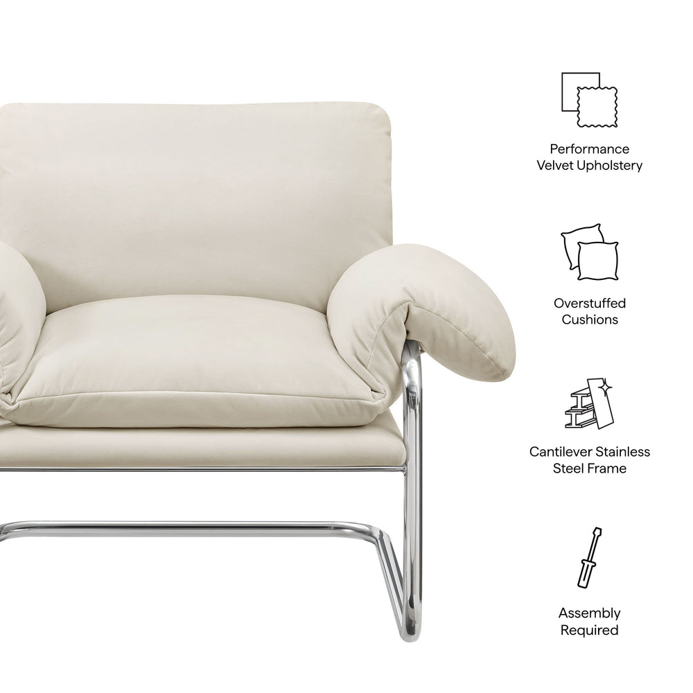Modway Furniture Ansel Performance Velvet Lounge Chair with Polished Steel Cantilever Frame EEI-7181-ALA