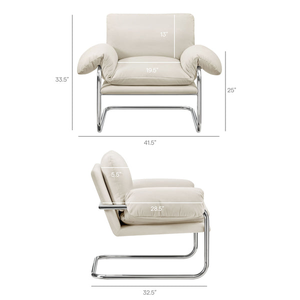 Modway Furniture Ansel Performance Velvet Lounge Chair with Polished Steel Cantilever Frame EEI-7181-ALA