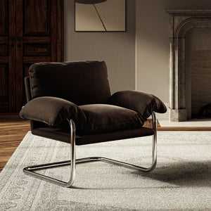 Modway Furniture Ansel Performance Velvet Accent Chair - Vintage-Inspired Comfort with Modern Stainless Steel Design Chocolate Brown EEI-7181-CHB