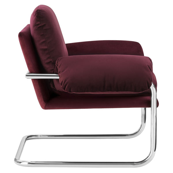 Modway Furniture Ansel Performance Velvet Accent Chair - Vintage-Inspired Comfort with Modern Stainless Steel Design Mulberry EEI-7181-MUL