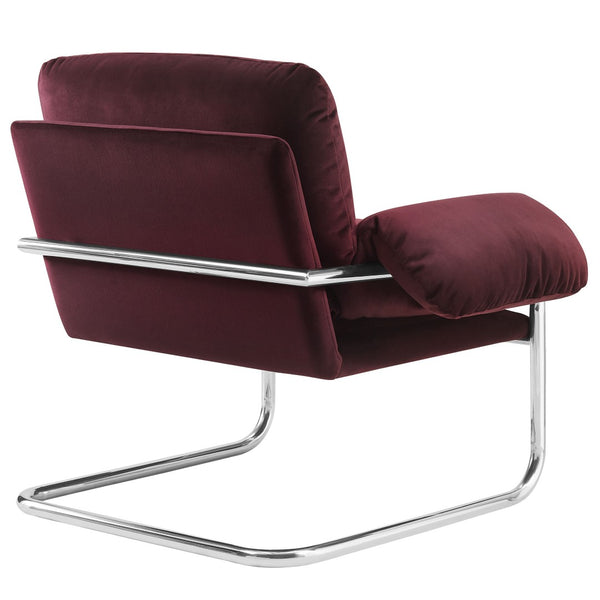 Modway Furniture Ansel Performance Velvet Accent Chair - Vintage-Inspired Comfort with Modern Stainless Steel Design Mulberry EEI-7181-MUL