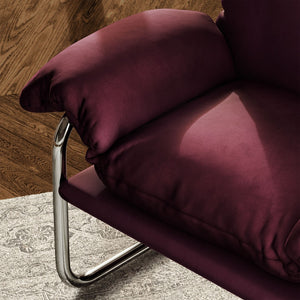 Modway Furniture Ansel Performance Velvet Accent Chair - Vintage-Inspired Comfort with Modern Stainless Steel Design Mulberry EEI-7181-MUL