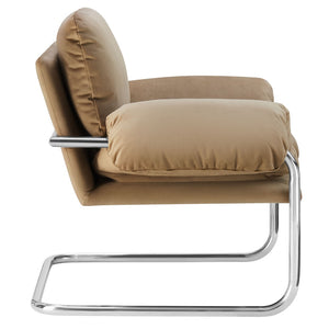 Modway Furniture Ansel Performance Velvet Accent Chair - Vintage-Inspired Comfort with Modern Stainless Steel Design Taupe EEI-7181-TAU