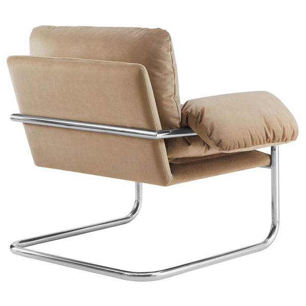 Modway Furniture Ansel Performance Velvet Accent Chair - Vintage-Inspired Comfort with Modern Stainless Steel Design Taupe EEI-7181-TAU