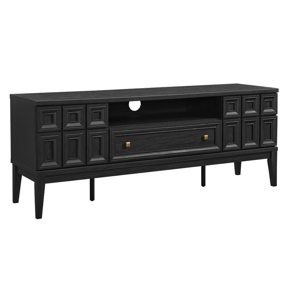 Modway Furniture Samos 59" TV Stand - Retro-Inspired Mid-Century Modern Storage Solution with Geometric Design Black EEI-7182-BLK