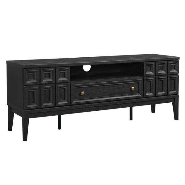 Modway Furniture Samos 59" TV Stand - Retro-Inspired Mid-Century Modern Storage Solution with Geometric Design Black EEI-7182-BLK