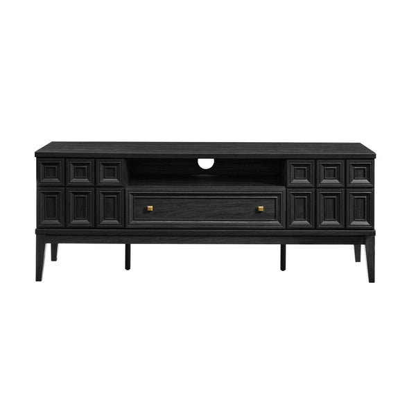 Modway Furniture Samos 59" TV Stand - Retro-Inspired Mid-Century Modern Storage Solution with Geometric Design Black EEI-7182-BLK