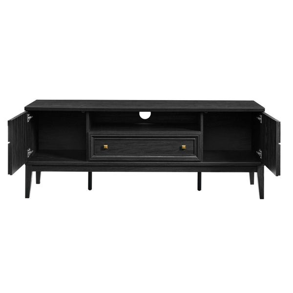 Modway Furniture Samos 59" TV Stand - Retro-Inspired Mid-Century Modern Storage Solution with Geometric Design Black EEI-7182-BLK