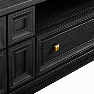 Modway Furniture Samos 59" TV Stand - Retro-Inspired Mid-Century Modern Storage Solution with Geometric Design Black EEI-7182-BLK