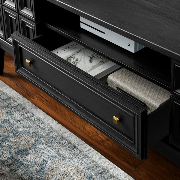 Modway Furniture Samos 59" TV Stand - Retro-Inspired Mid-Century Modern Storage Solution with Geometric Design Black EEI-7182-BLK