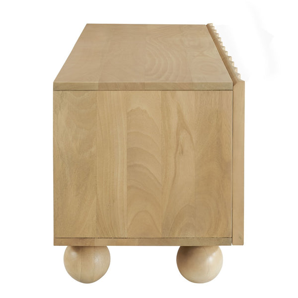 Modway Furniture Sorren Scalloped 54" Wood TV Stand - Modern Media Console with Cable Management and Stylish Storage Solutions Natural EEI-7183-NAT