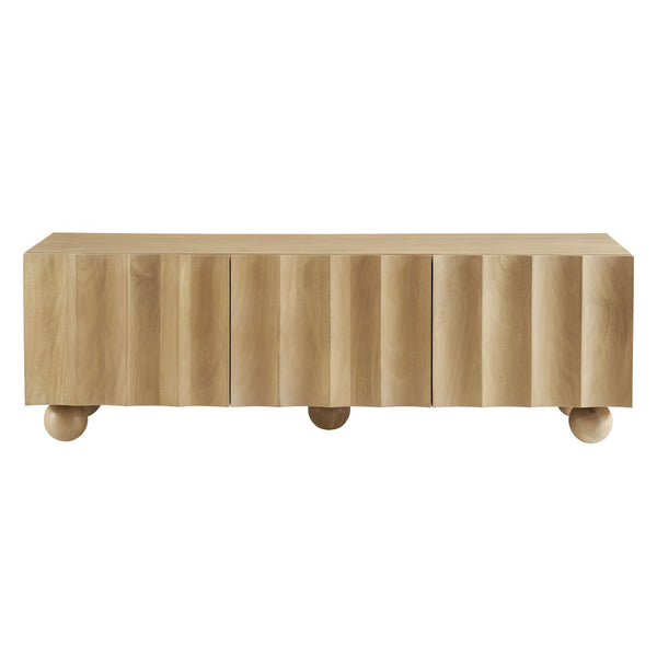 Modway Furniture Sorren Scalloped 54" Wood TV Stand - Modern Media Console with Cable Management and Stylish Storage Solutions Natural EEI-7183-NAT