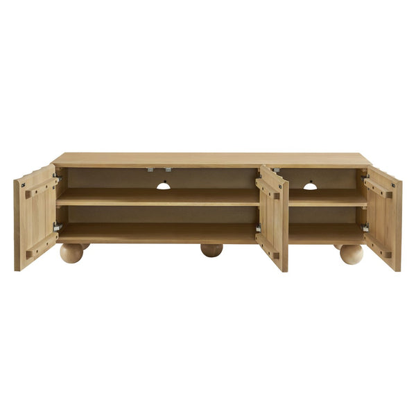 Modway Furniture Sorren Scalloped 54" Wood TV Stand - Modern Media Console with Cable Management and Stylish Storage Solutions Natural EEI-7183-NAT