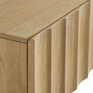 Modway Furniture Sorren Scalloped 54" Wood TV Stand - Modern Media Console with Cable Management and Stylish Storage Solutions Natural EEI-7183-NAT