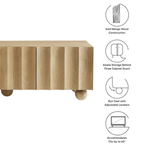 Modway Furniture Sorren Scalloped 54" Wood TV Stand - Modern Media Console with Cable Management and Stylish Storage Solutions Natural EEI-7183-NAT