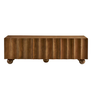 Modway Furniture Sorren Scalloped 54" Wood TV Stand - Modern Media Console with Cable Management and Stylish Storage Solutions Walnut EEI-7183-WAL