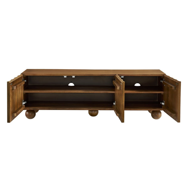 Modway Furniture Sorren Scalloped 54" Wood TV Stand - Modern Media Console with Cable Management and Stylish Storage Solutions Walnut EEI-7183-WAL