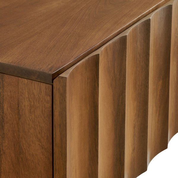 Modway Furniture Sorren Scalloped 54" Wood TV Stand - Modern Media Console with Cable Management and Stylish Storage Solutions Walnut EEI-7183-WAL