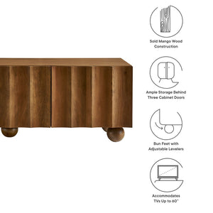 Modway Furniture Sorren Scalloped 54" Wood TV Stand - Modern Media Console with Cable Management and Stylish Storage Solutions Walnut EEI-7183-WAL