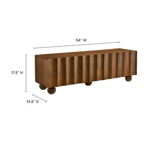 Modway Furniture Sorren Scalloped 54" Wood TV Stand - Modern Media Console with Cable Management and Stylish Storage Solutions Walnut EEI-7183-WAL