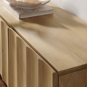 Modway Furniture Sorren Scalloped 71" Wood TV Stand - Modern Media Console with Storage & Cable Management Solution Natural EEI-7184-NAT