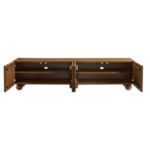 Modway Furniture Sorren Scalloped 71" Wood TV Stand - Modern Media Console with Storage & Cable Management Solution Walnut EEI-7184-WAL