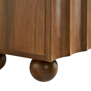 Modway Furniture Sorren Scalloped 71" Wood TV Stand - Modern Media Console with Storage & Cable Management Solution Walnut EEI-7184-WAL