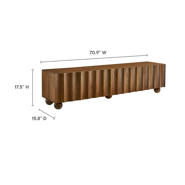 Modway Furniture Sorren Scalloped 71" Wood TV Stand - Modern Media Console with Storage & Cable Management Solution Walnut EEI-7184-WAL