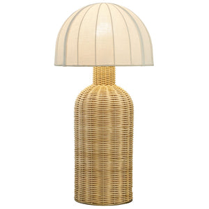 Modway Furniture Santo Rattan Table Lamp - Handwoven Dome Shade for Coastal Boho Style in Living Room & Bedroom EEI-7186-WHI-NAT