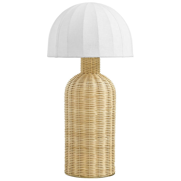 Modway Furniture Santo Rattan Table Lamp - Handwoven Dome Shade for Coastal Boho Style in Living Room & Bedroom EEI-7186-WHI-NAT