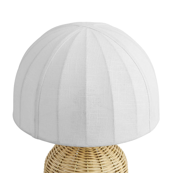 Modway Furniture Santo Rattan Table Lamp - Handwoven Dome Shade for Coastal Boho Style in Living Room & Bedroom EEI-7186-WHI-NAT