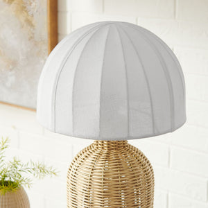 Modway Furniture Santo Rattan Table Lamp - Handwoven Dome Shade for Coastal Boho Style in Living Room & Bedroom EEI-7186-WHI-NAT
