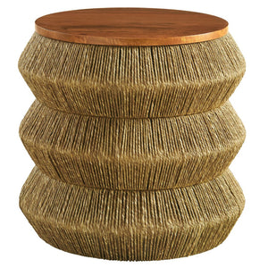 Modway Furniture Maris Coastal Seagrass and Wood End Table - Sculptural Design for Boho, Eclectic, and Modern Spaces EEI-7188-WAL-NAT