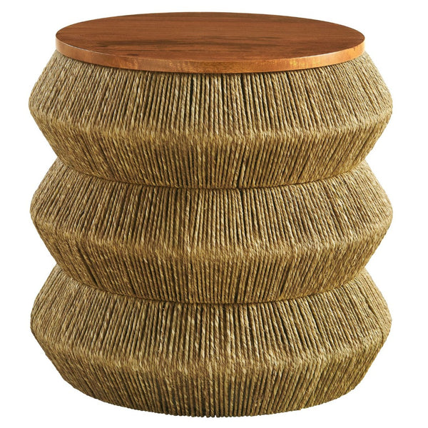 Modway Furniture Maris Coastal Seagrass and Wood End Table - Sculptural Design for Boho, Eclectic, and Modern Spaces EEI-7188-WAL-NAT