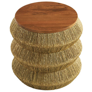 Modway Furniture Maris Coastal Seagrass and Wood End Table - Sculptural Design for Boho, Eclectic, and Modern Spaces EEI-7188-WAL-NAT