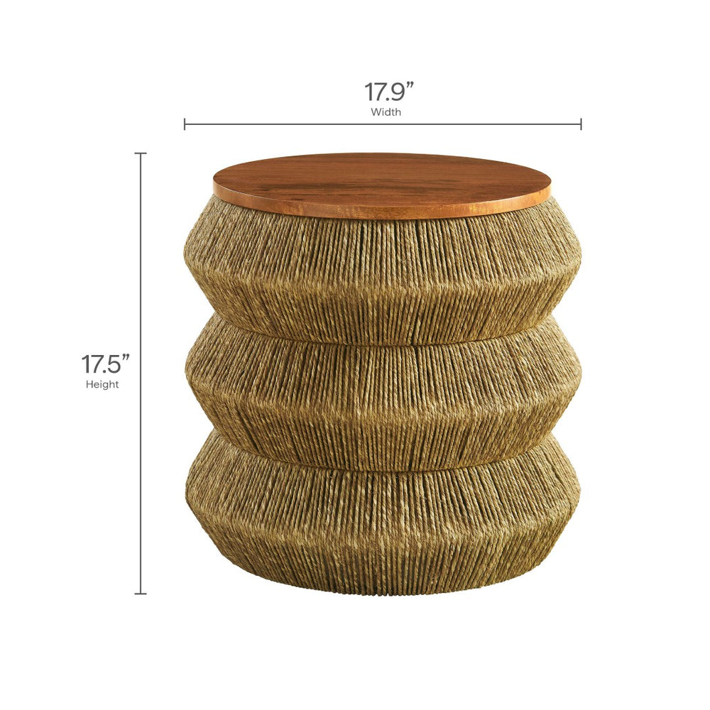 Modway Furniture Maris Coastal Seagrass and Wood End Table - Sculptural Design for Boho, Eclectic, and Modern Spaces EEI-7188-WAL-NAT