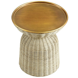 Modway Furniture Lazaro Round Rattan Side Table - Versatile Handwoven Accent with Metal Tray Top for Modern Living EEI-7189-BBR-NAT