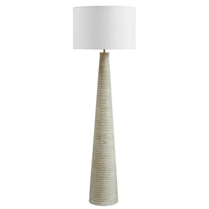Modway Furniture Saylor Carved Ribbed Wood Floor Lamp with White Drum Shade - Modern Farmhouse Decor for Any Room EEI-7190-WHI-GRY