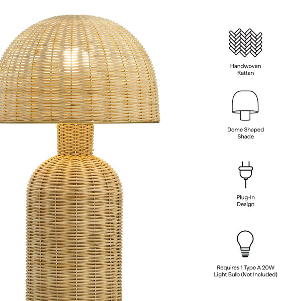 Modway Furniture Briar Rattan Table Lamp - Handwoven Coastal Accent for Bohemian Style, Perfect for Any Room Decor EEI-7191-NAT