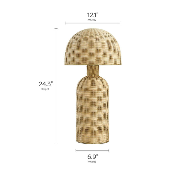 Modway Furniture Briar Rattan Table Lamp - Handwoven Coastal Accent for Bohemian Style, Perfect for Any Room Decor EEI-7191-NAT
