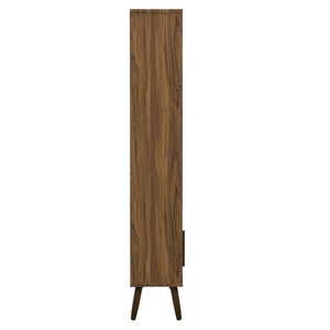 Modway Furniture Transmit 45" Bookcase with Sliding Doors – Stylish Mid-Century Design for Modern Storage Solutions Walnut Linen EEI-7193-WAL-LIN